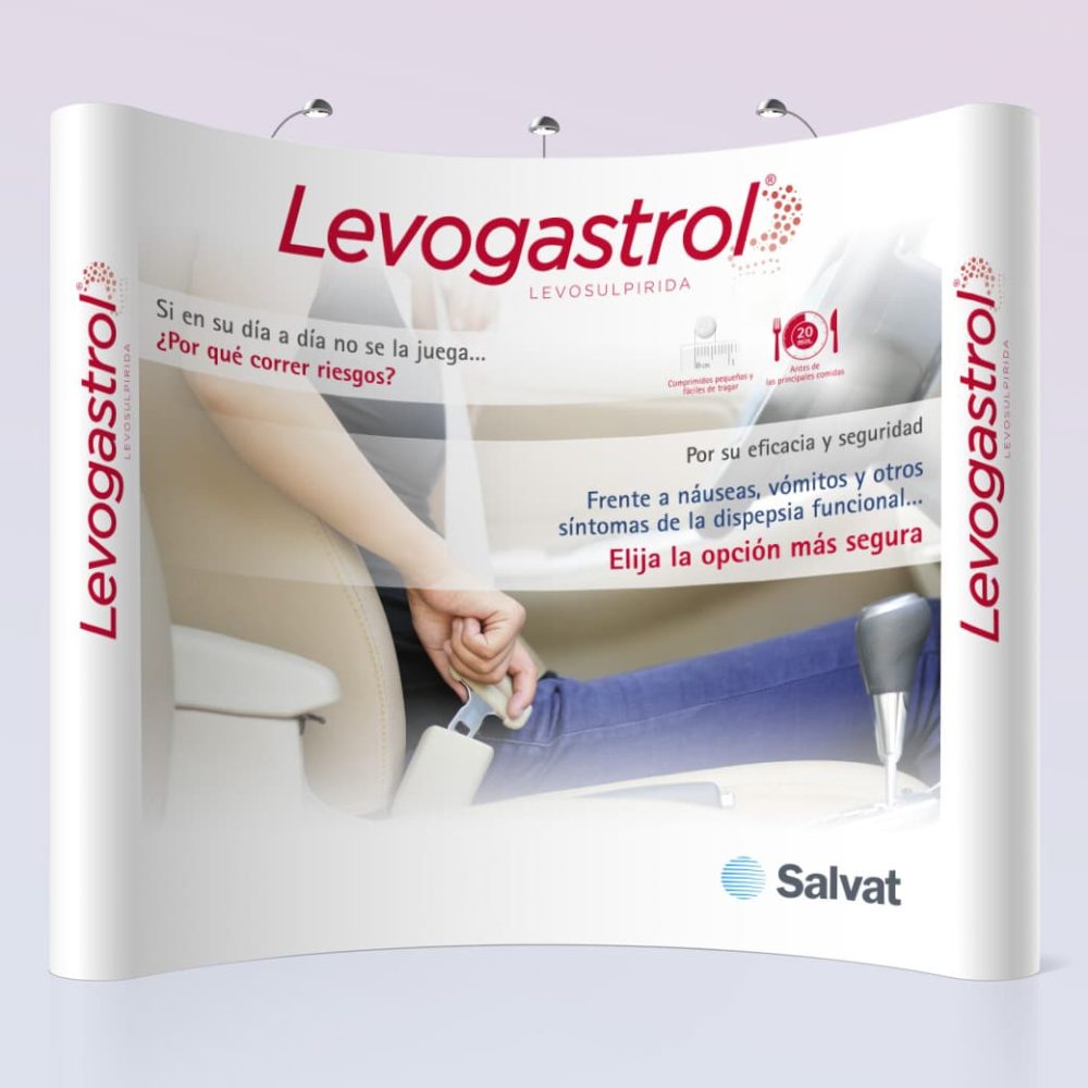 Stand paraguas Levogastrol – Laboratorios Salvat